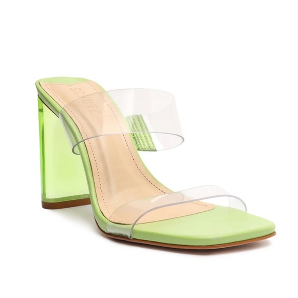SCHUTZ Shoes - SCHUTZ Ariella Acrylic Sandal High Heel Green Clear Size 11